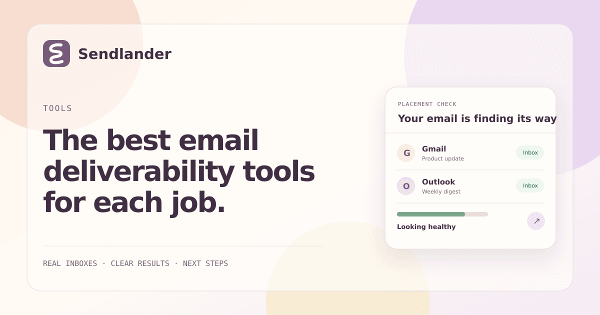 Editorial comparison graphic for email deliverability tools by job