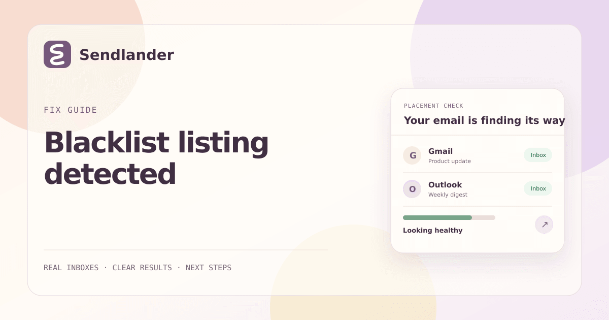 Sendlander diagnostic guide for blacklist listing detected