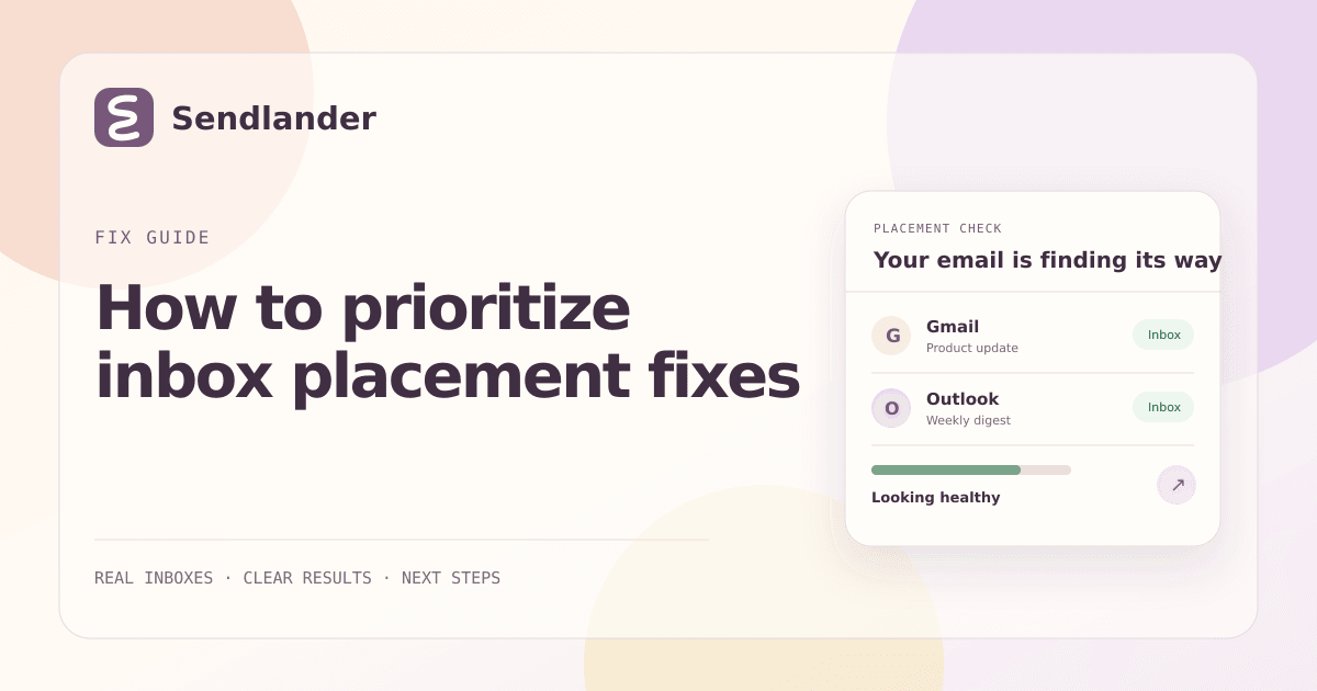 Sendlander diagnostic guide for how to prioritize inbox placement fixes