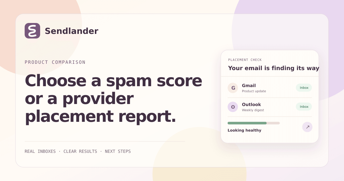 Comparison between a single-address spam score and a multi-provider inbox placement report