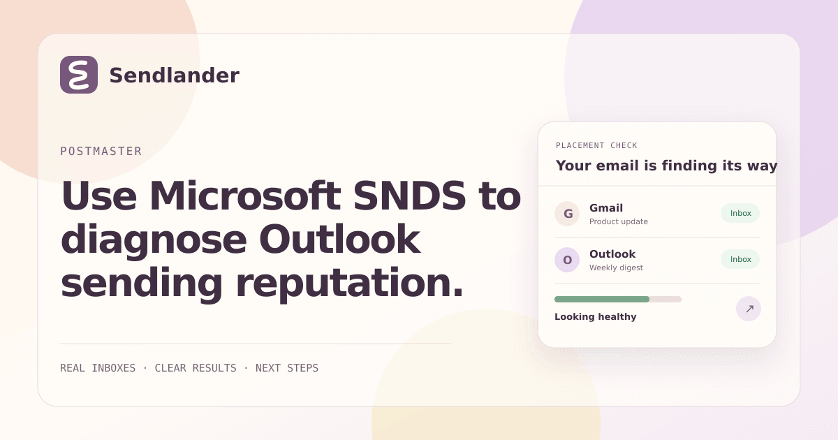 Microsoft SNDS IP reputation data connected to Outlook inbox placement
